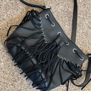 Black fringe crossbody purse